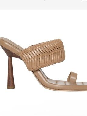 Gia Borghini X Rhw Toe Ring Mules Leather Heeled Sandals Made Italy Size US 7 37